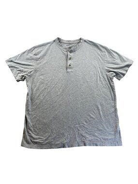 L.L. Bean Mens Henley Shirt Large Gray Short Sleeve Traditional Casual Tee